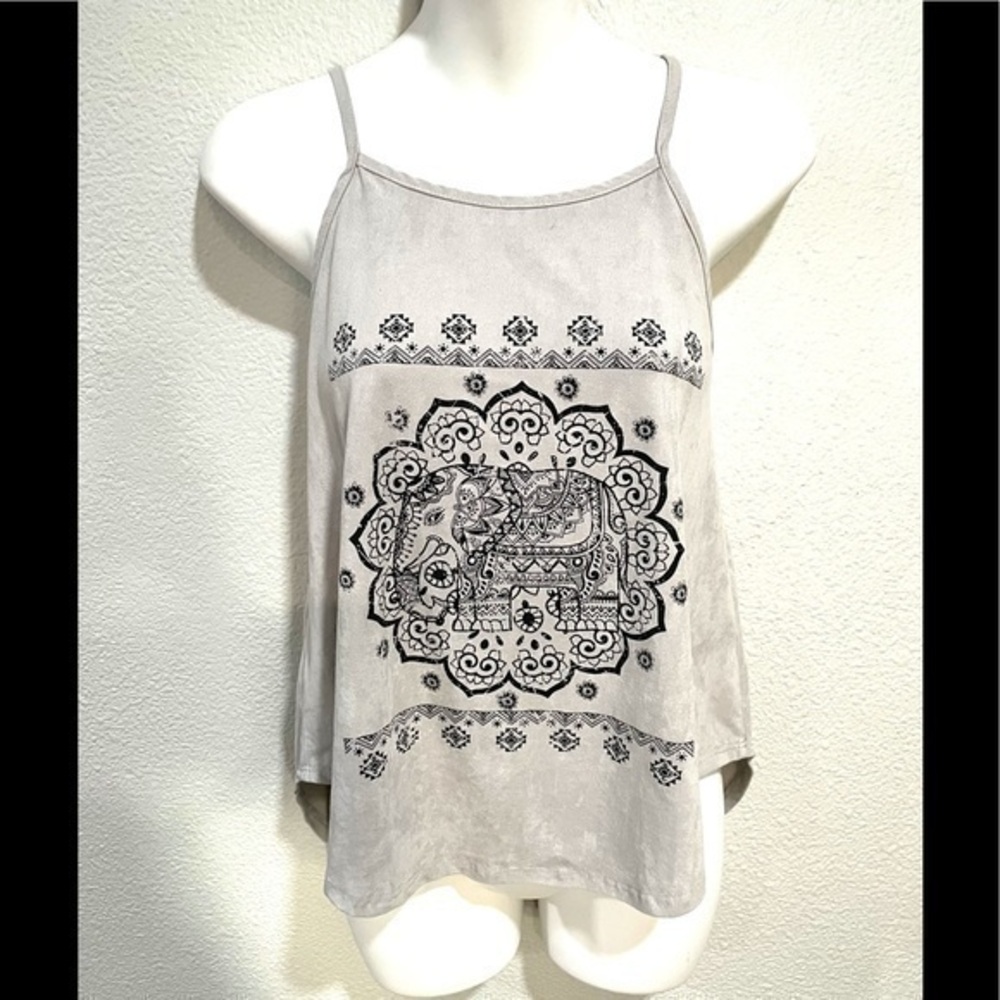 C MINI grey elephant print tank top size small